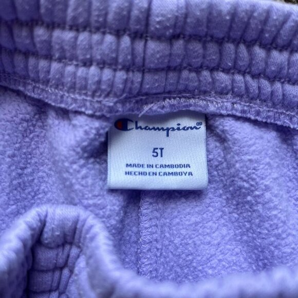 Champion Purple Sweatpants with Pink Details – Kids Size 5T – Fleece Joggers - Picture 5 of 6